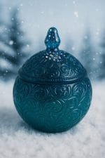 Sferă decorativă albastră cu capac din rășină epoxidică lucrată manual
