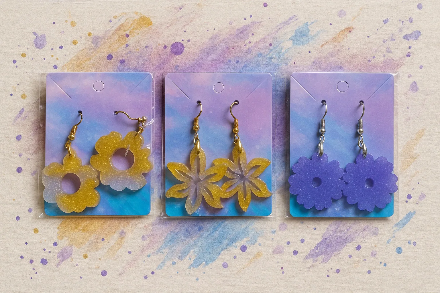 colectie-cercei-handmade-rasina-epoxidica Colecție de cercei handmade din rășină epoxidică, modele florale colorate