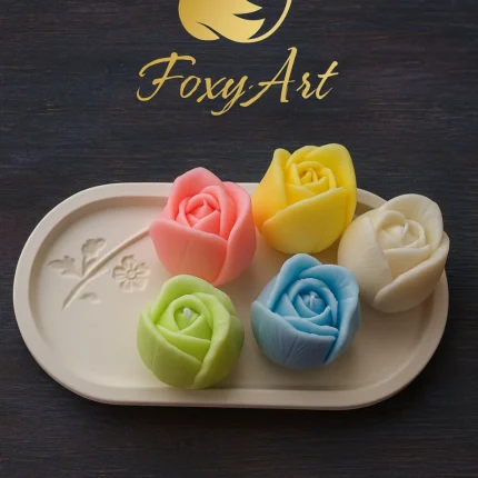 Set Pastel Blossom cu 5 lalele parfumate pe tăviță ceramică