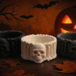 Recipiente Skull Glow din marmură lichidă în formă de craniu