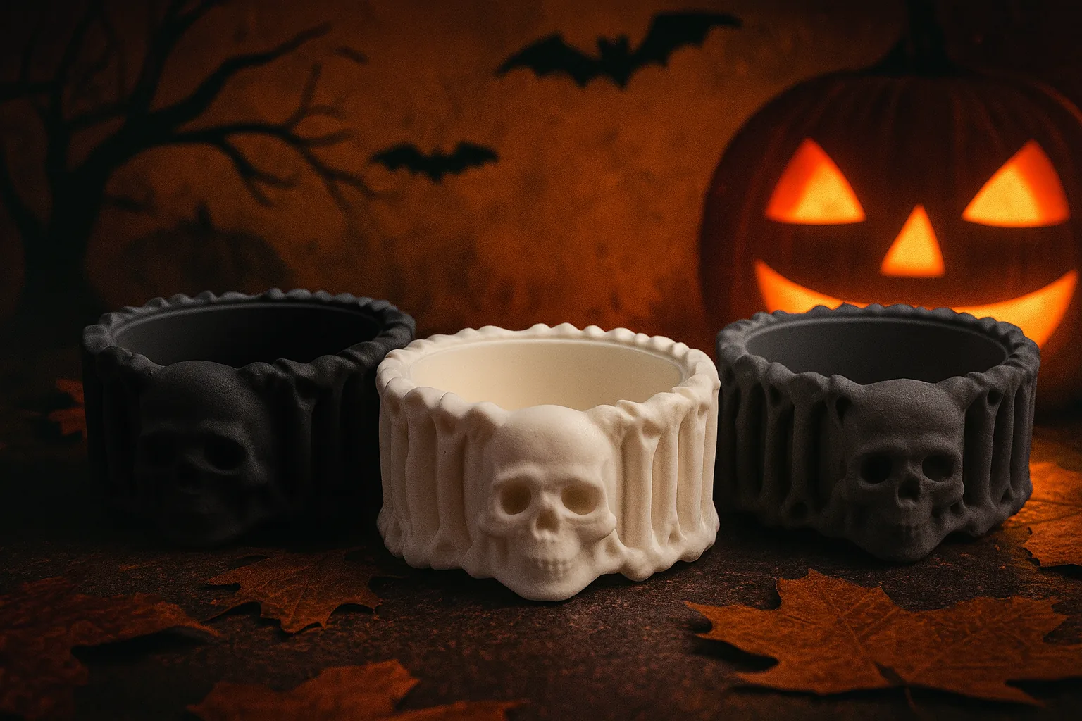 Recipient Skull Glow Recipiente Skull Glow din marmură lichidă în formă de craniu