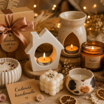 Cadouri handmade FoxyArt cu lumânări parfumate și decorațiuni artizanale