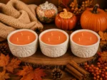 Set lumânări parfumate Pumpkin Spice Glow FoxyArt în recipiente ceramice